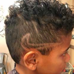 Boy with nike design in hair - Salon Bambino